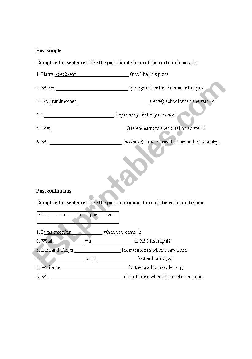 past simple/past continuous revision