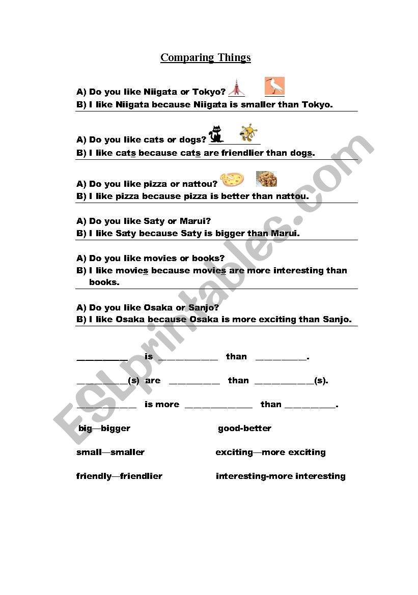 comparatives worksheet