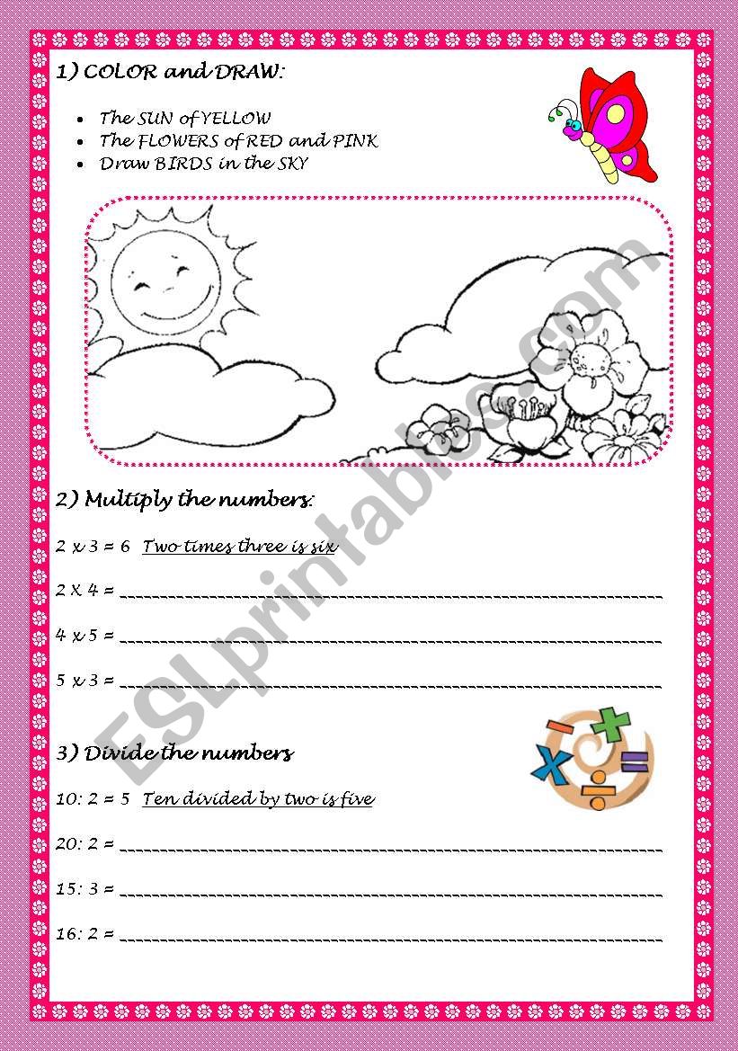 Color and Numbers worksheet