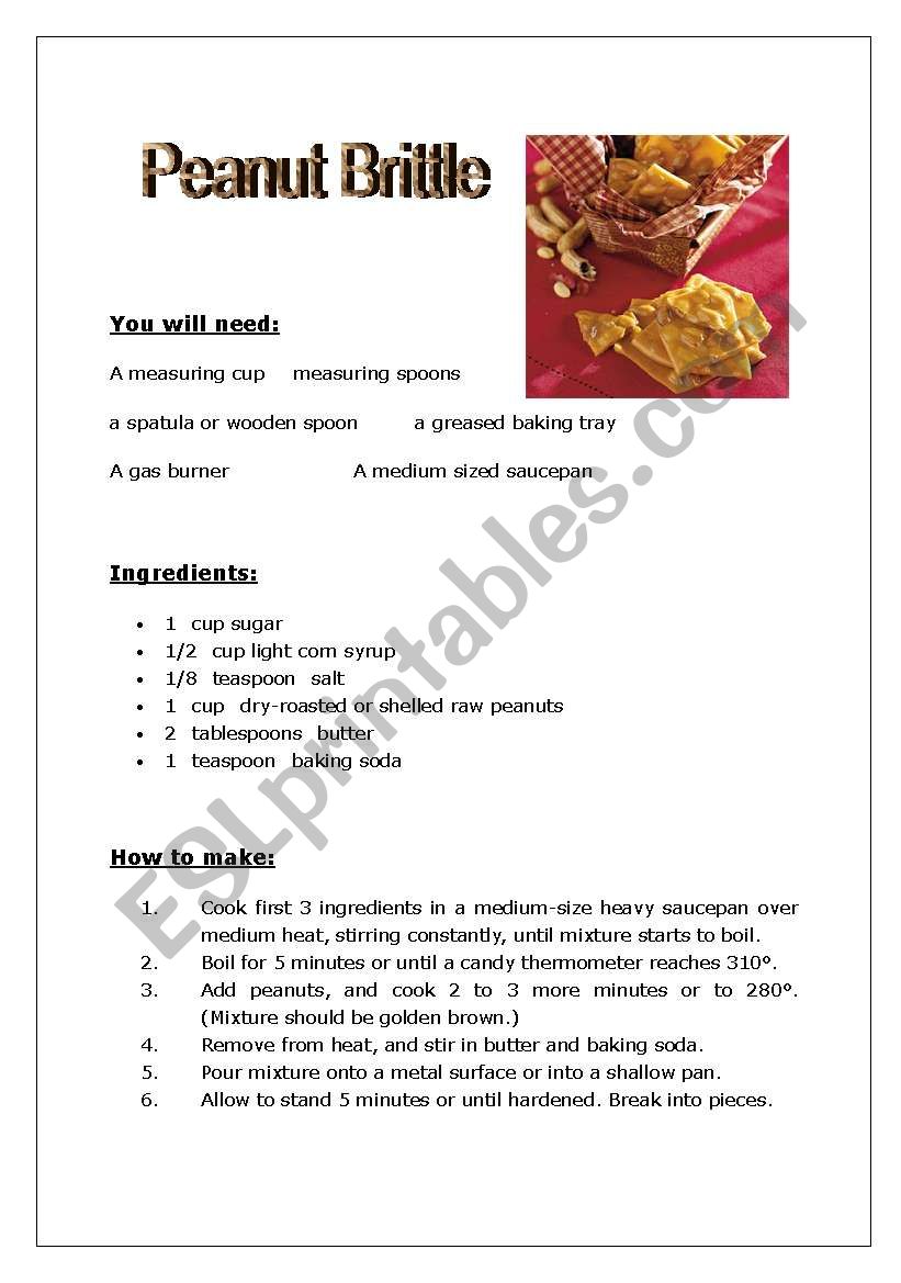 Peanut Brittle worksheet