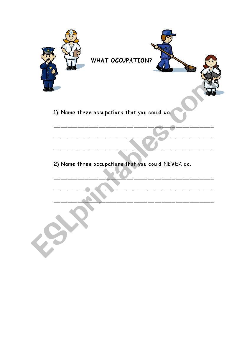 What occupation? worksheet
