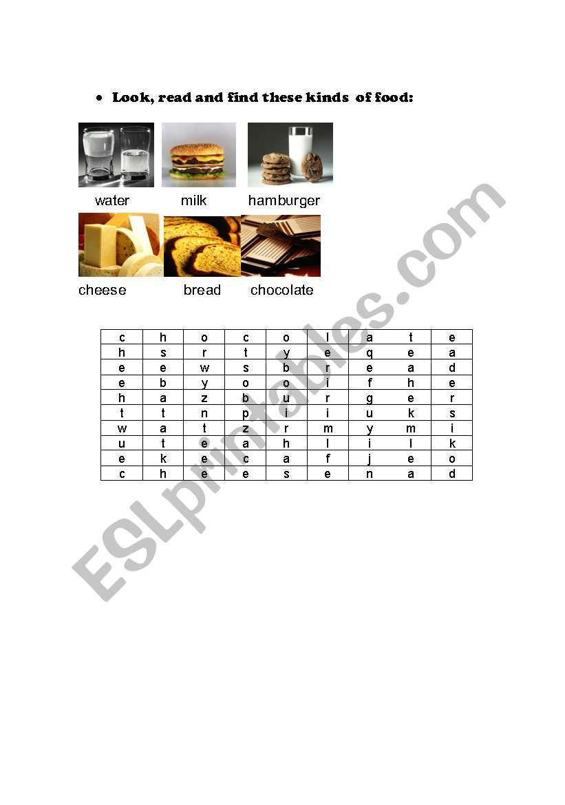 food worksheet