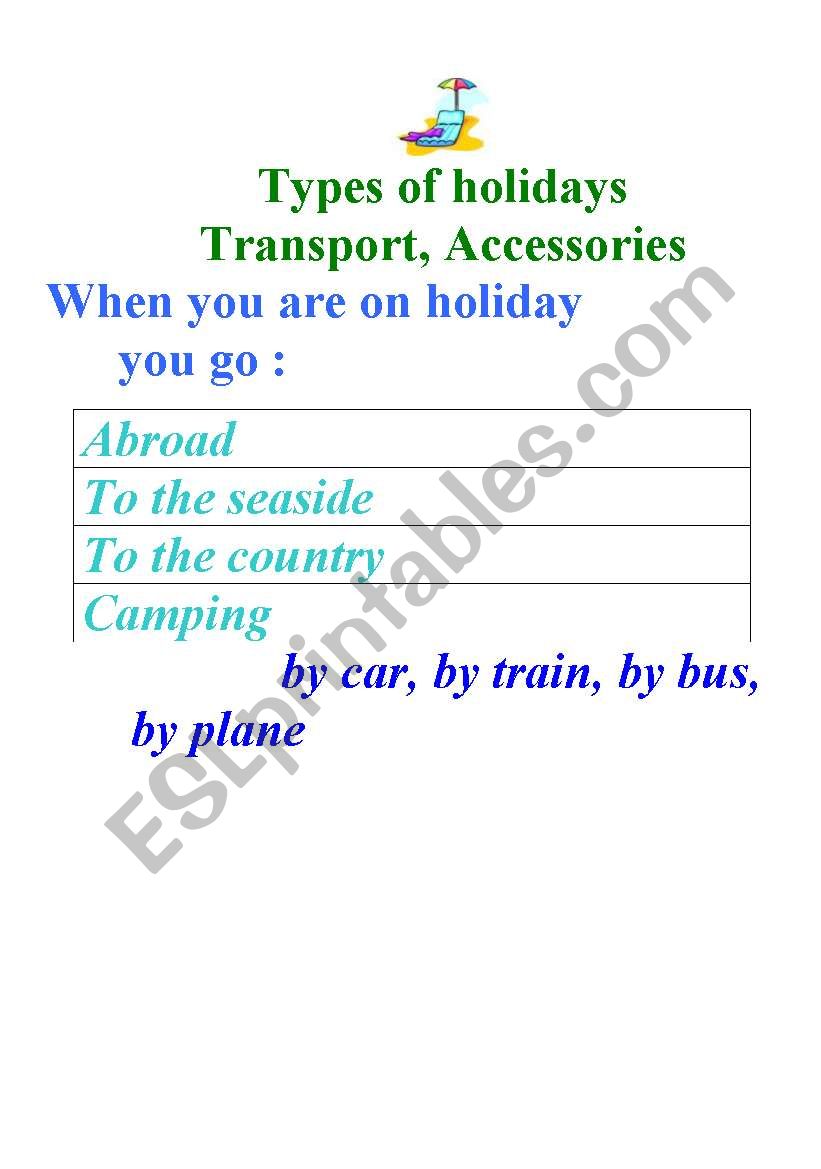 Travelling worksheet