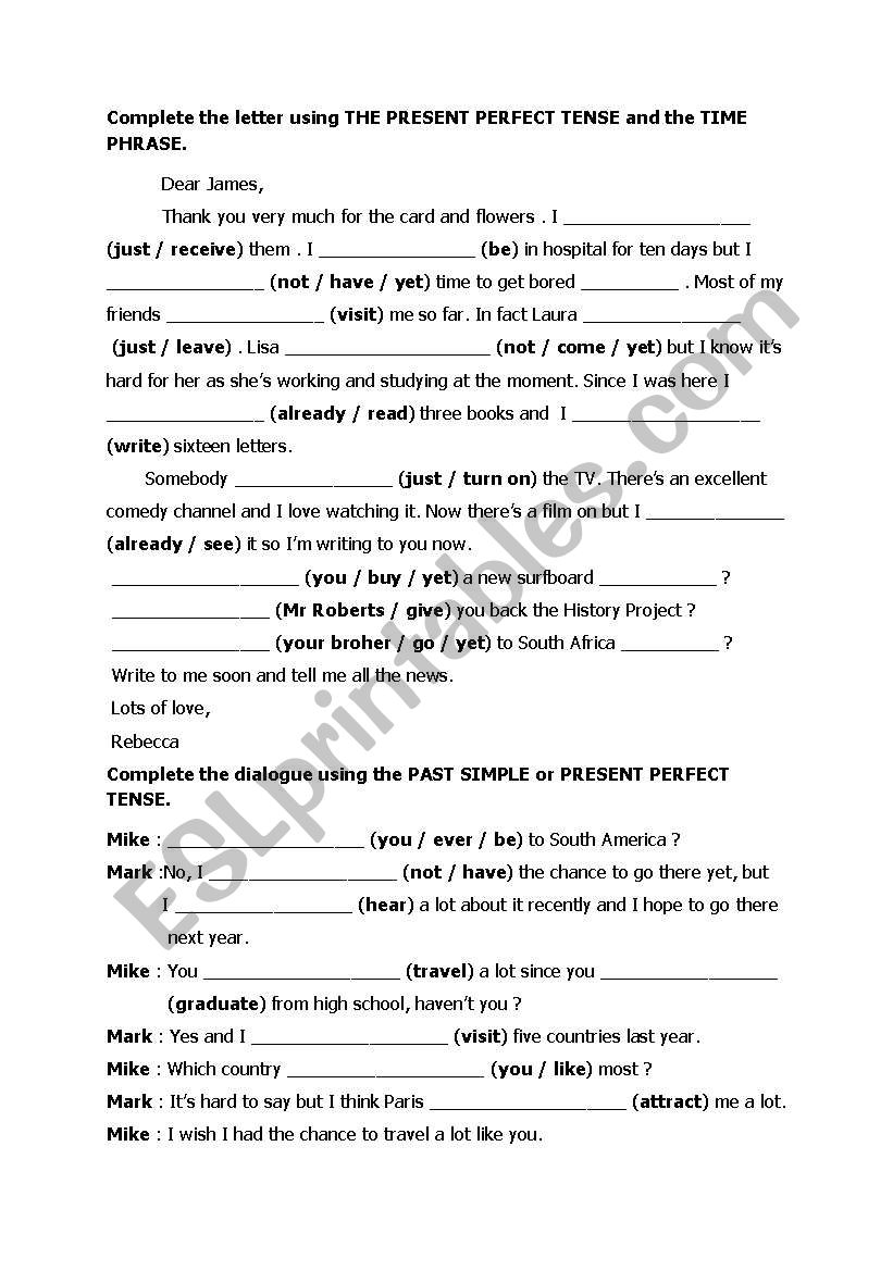 present perfect - past simple worksheet