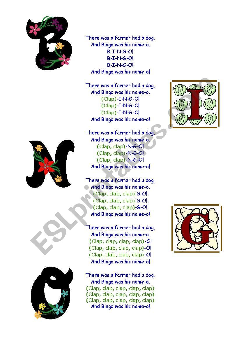 kids songs worksheet