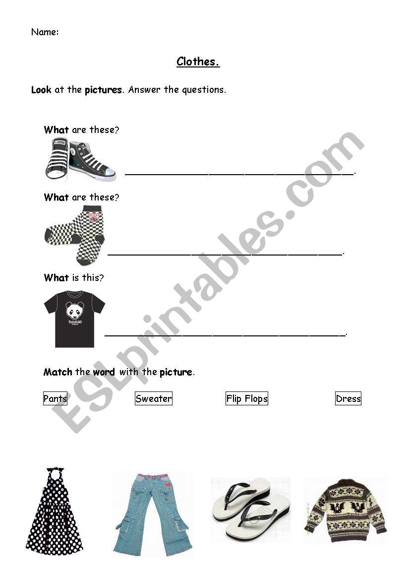 Clothes worksheet
