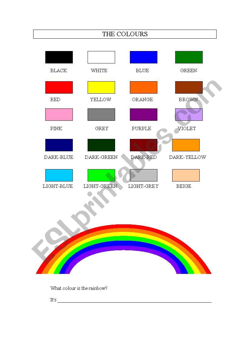 The Colours worksheet