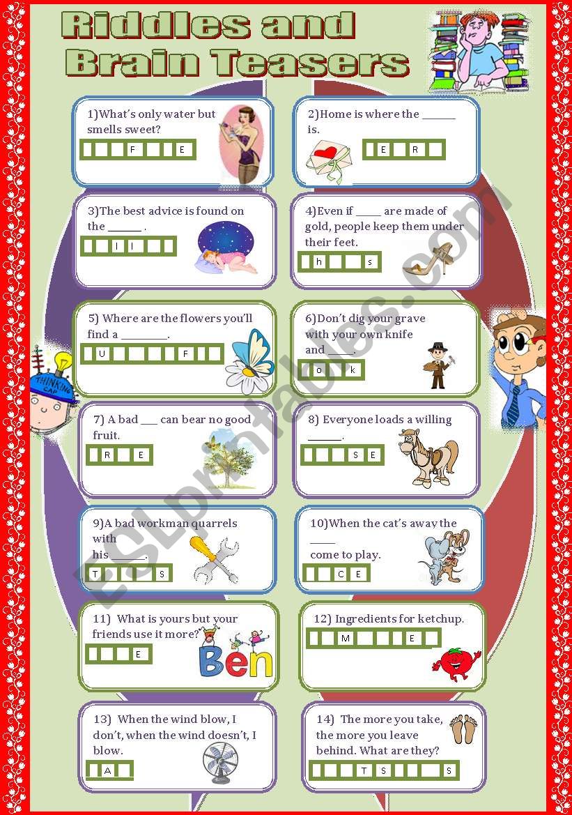 Riddles and Brain teasers worksheet