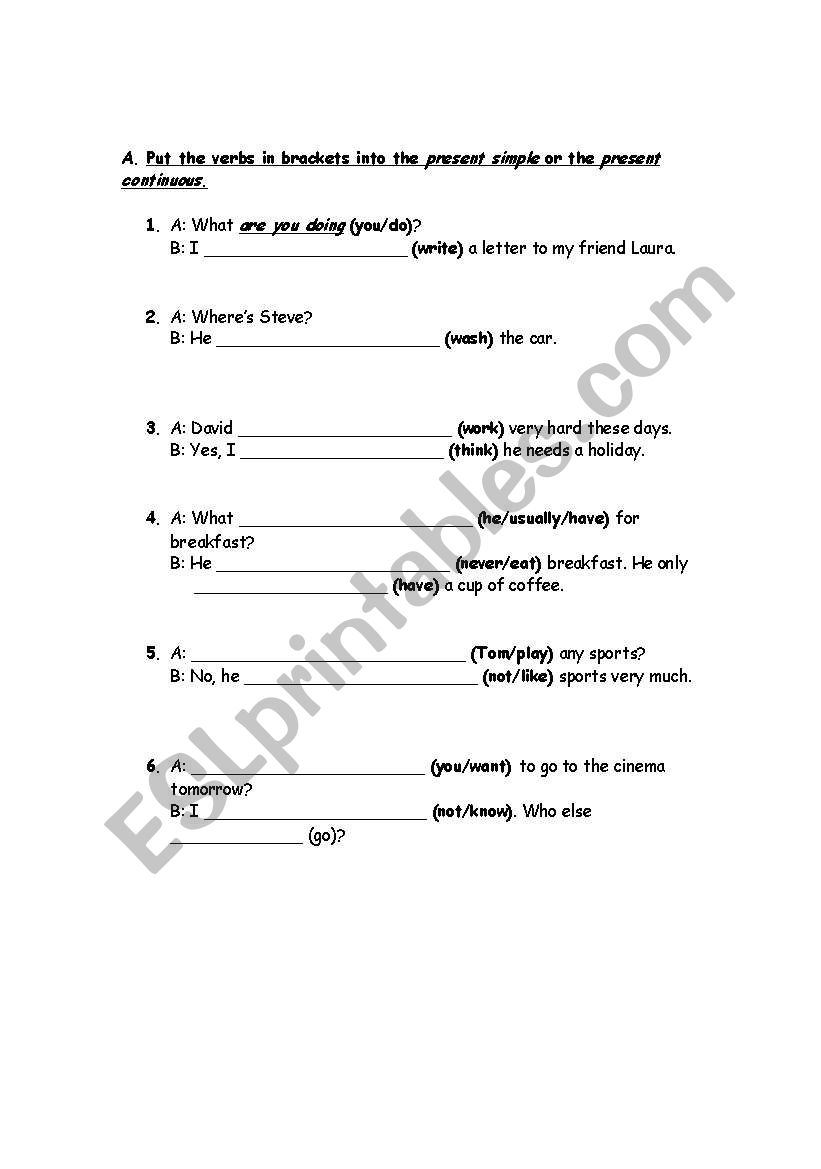 present simple-present continuous