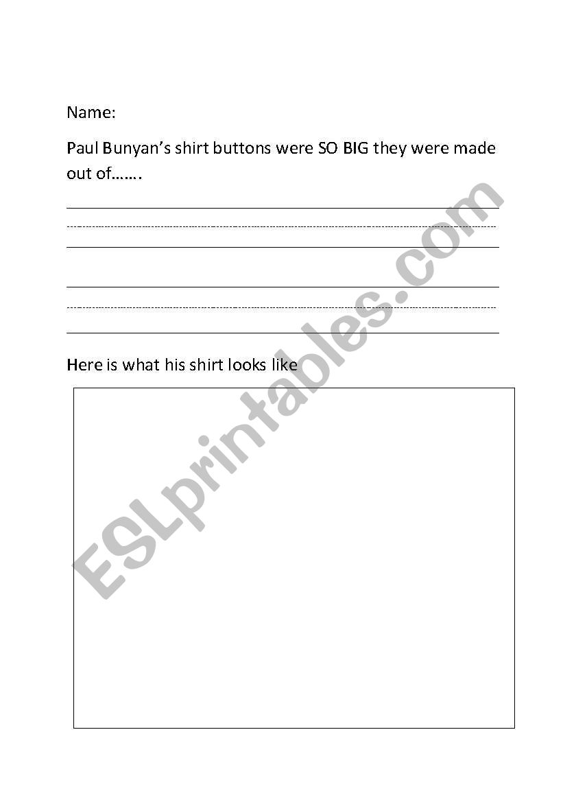 Paul Bunyan creative writing worksheet