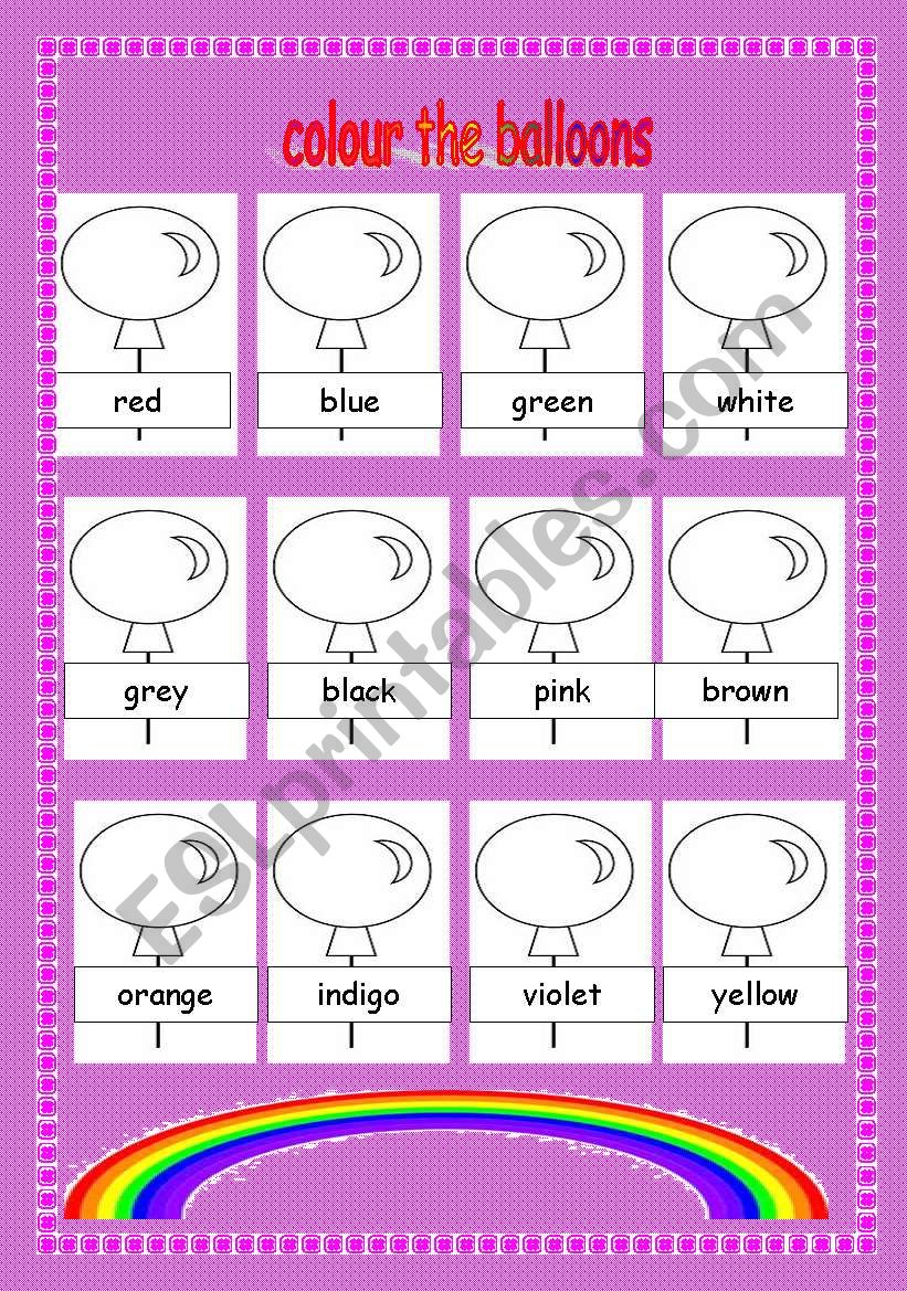 colour the balloons worksheet