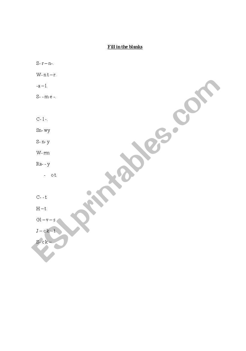 spellings  worksheet