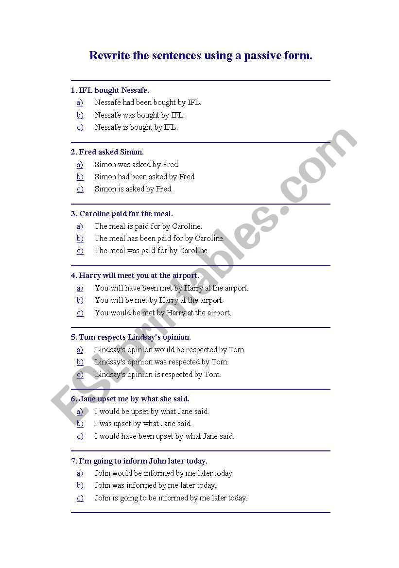 passive voice worksheet