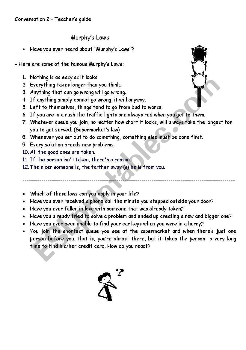 Murphys laws worksheet