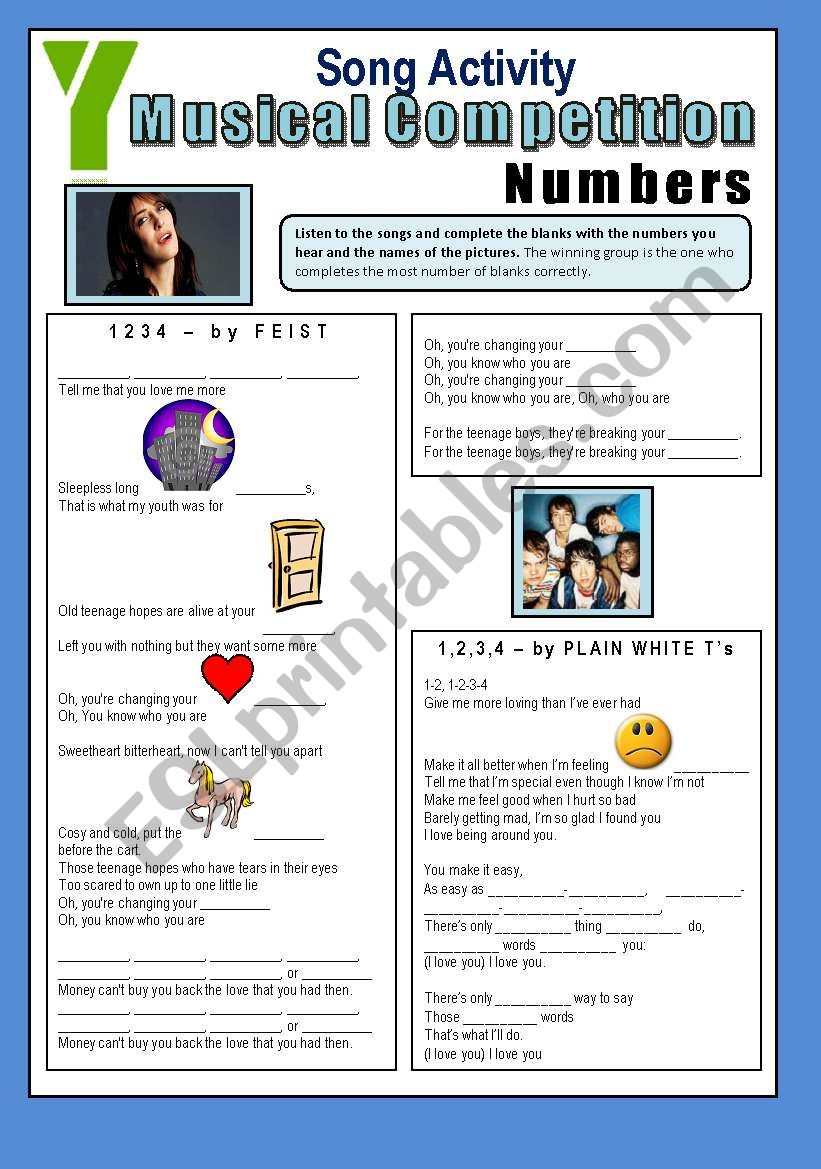 Song Activity (3 Songs) - Numbers - for beginners