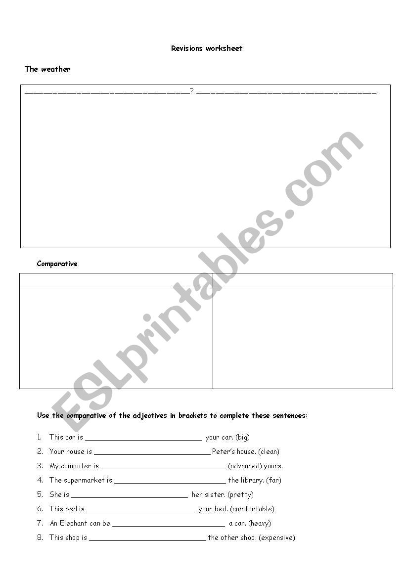 revisions worksheet worksheet