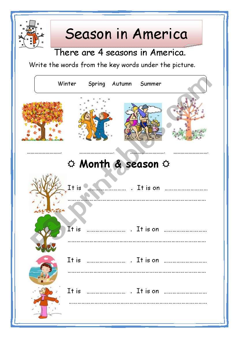 Season in America worksheet