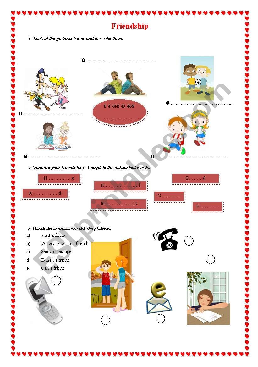 friendship worksheet