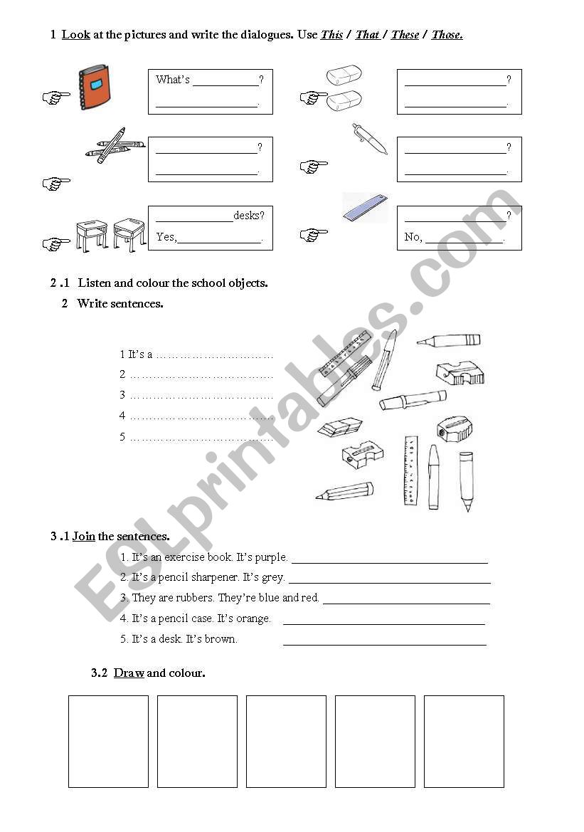 classroom objects worksheet