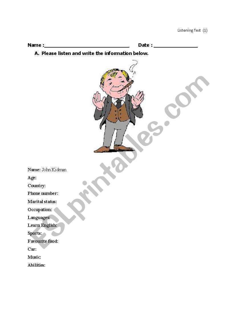 descroption worksheet