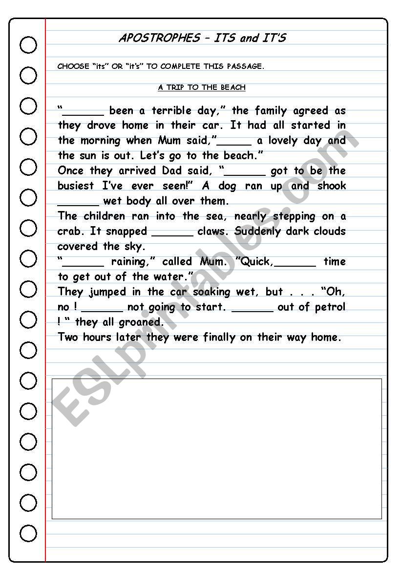 APOSTROPHES â€“ ITS and ITâ€™S