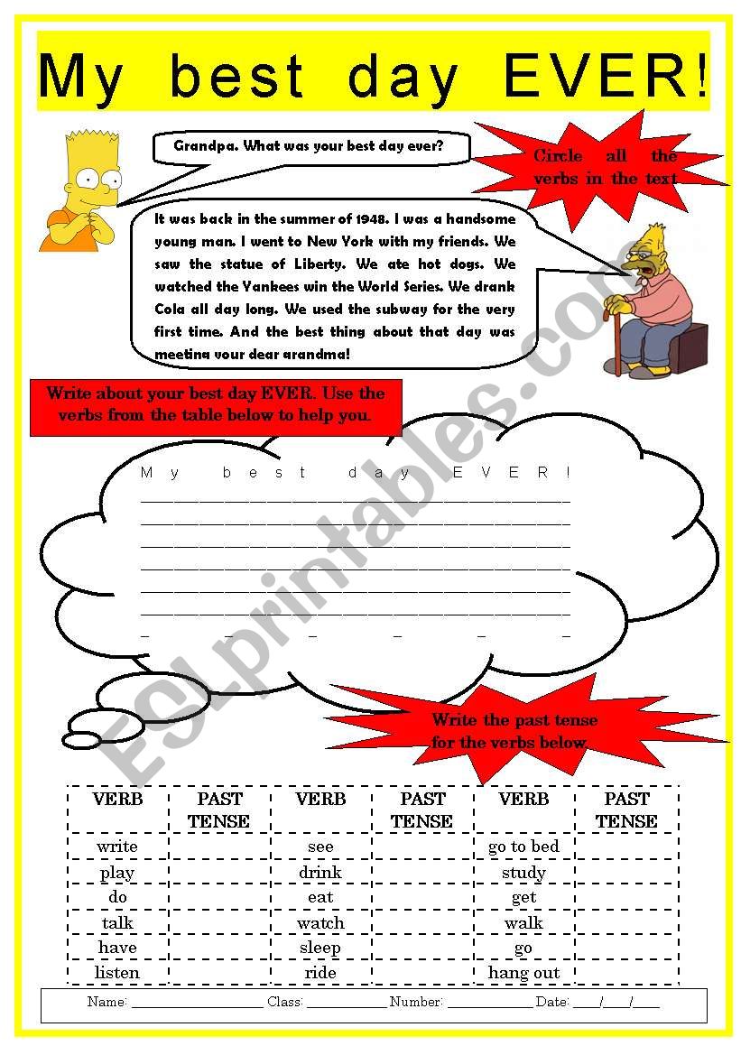 My best day EVER! worksheet