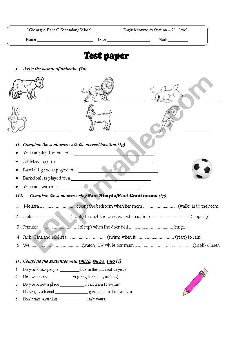 Past simple and Continuous worksheet