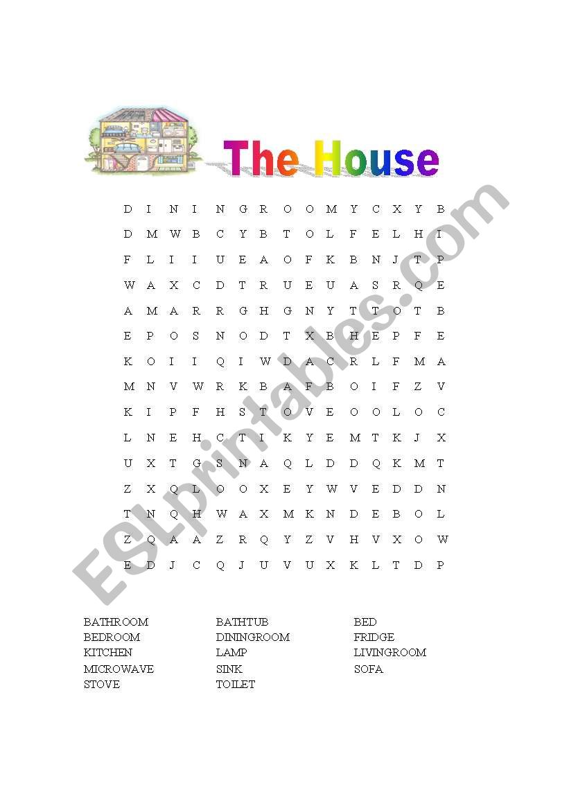 House Wordfind worksheet