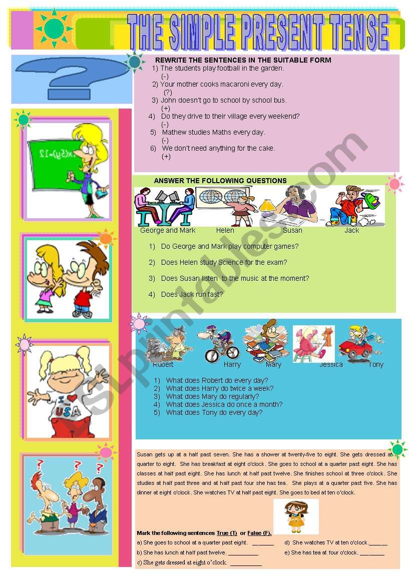 The Simple Present Tense worksheet