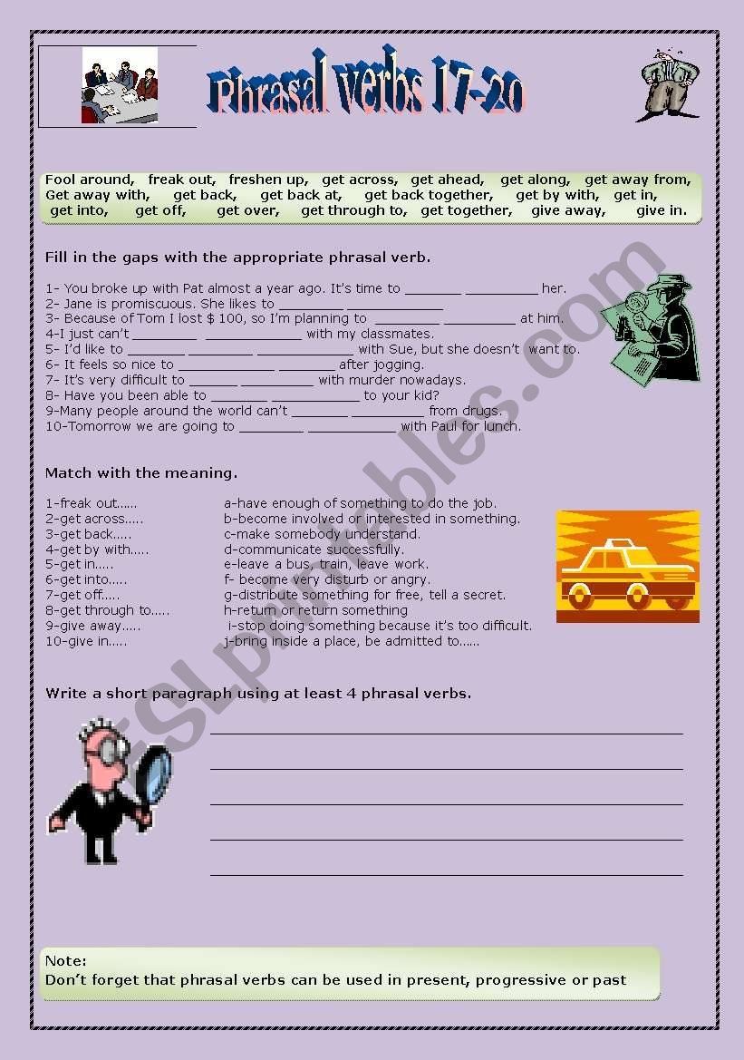 Phrasal verbs 17-20 worksheet