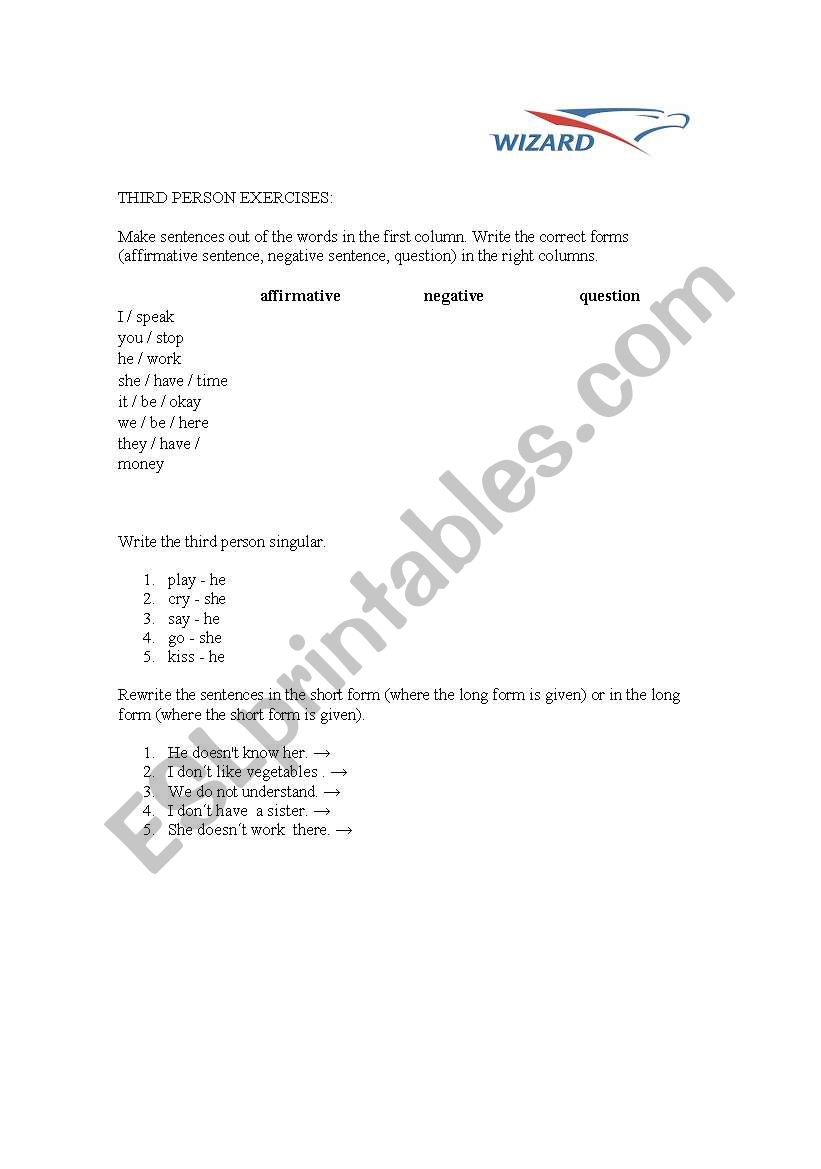 Simple Present Exercise worksheet
