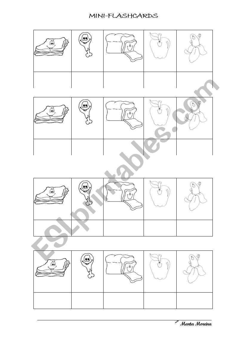 Food mini-flashcards worksheet