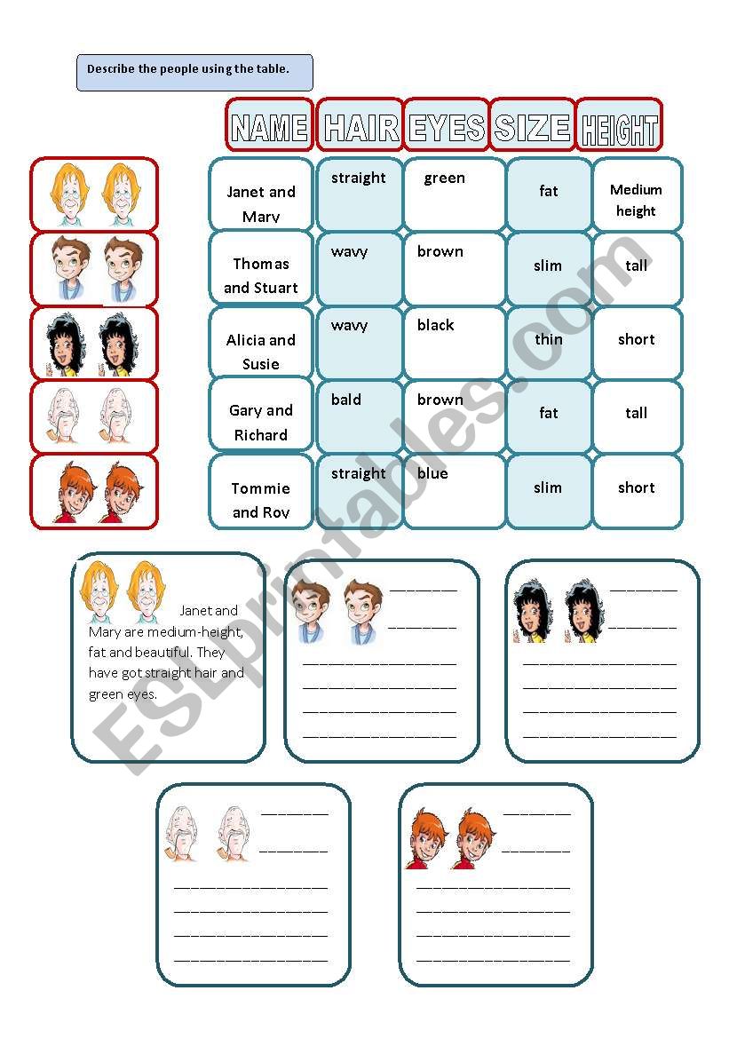 Describing people worksheet