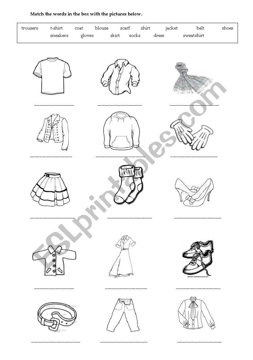 clothes worksheet worksheet