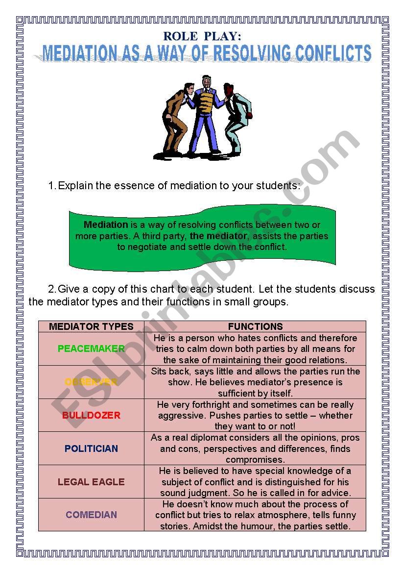 Role Play: Mediation As a Way of Resolving Conflicts 