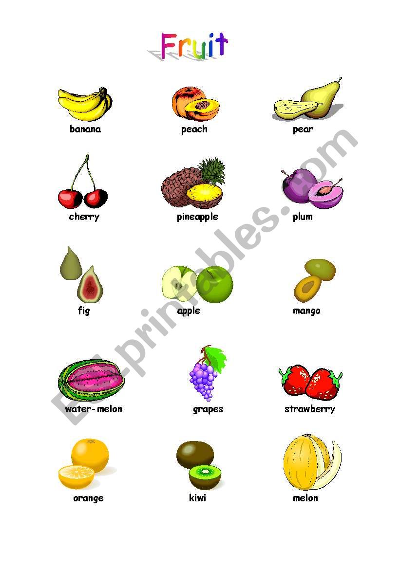 Fruits  worksheet