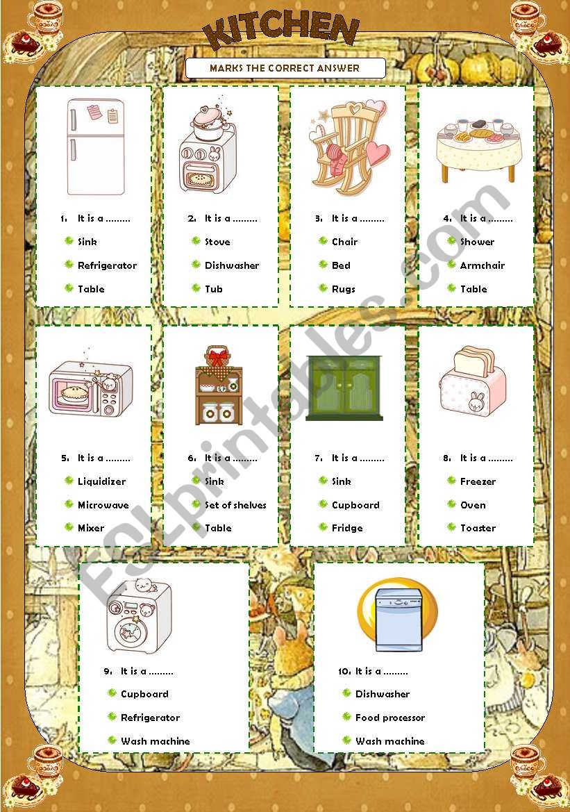 Kitchen part II worksheet