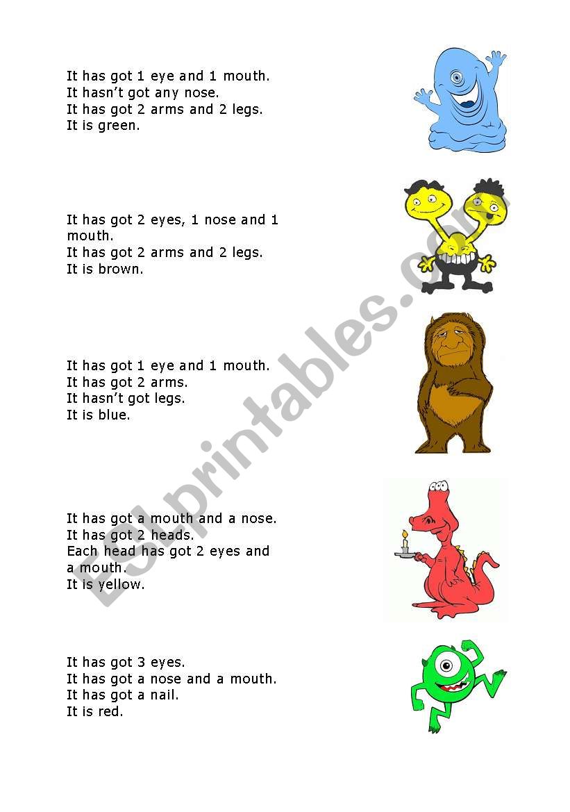 parts of the body and colours worksheet