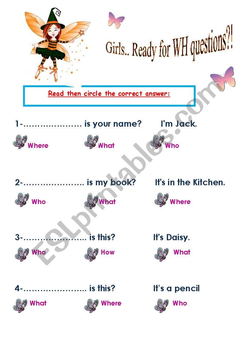 Grade three wh questions worksheet