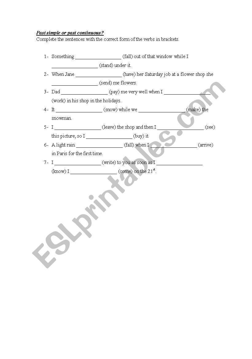 past simple or continuous? worksheet