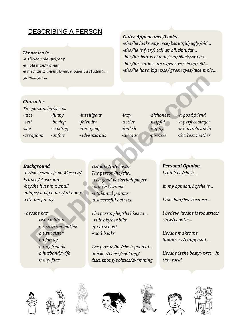 Describing a person worksheet