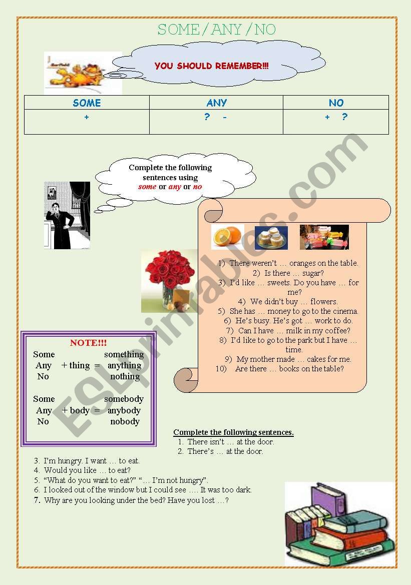 Some/any/no worksheet