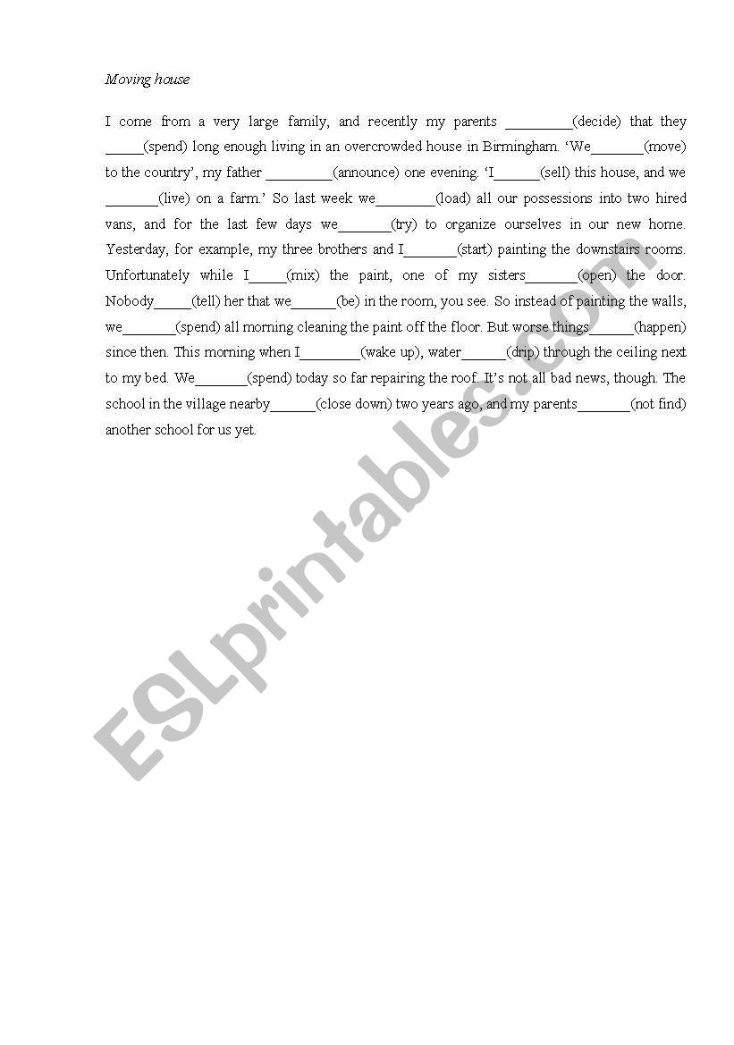 Mixed tenses worksheet