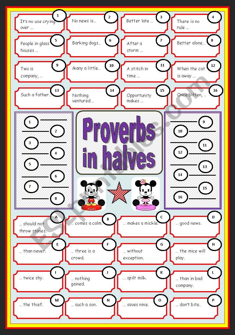 English proverbs in halves (with key)