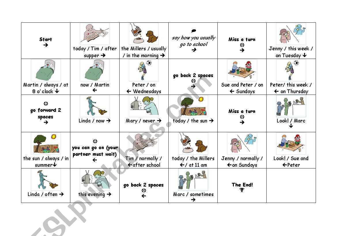 Boardgame - Present Progressive vs. Present Simple