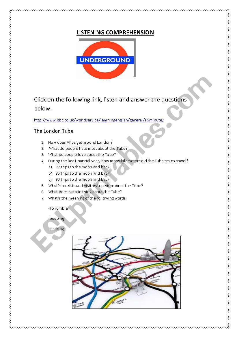 THE LONDON UNDERGROUND worksheet