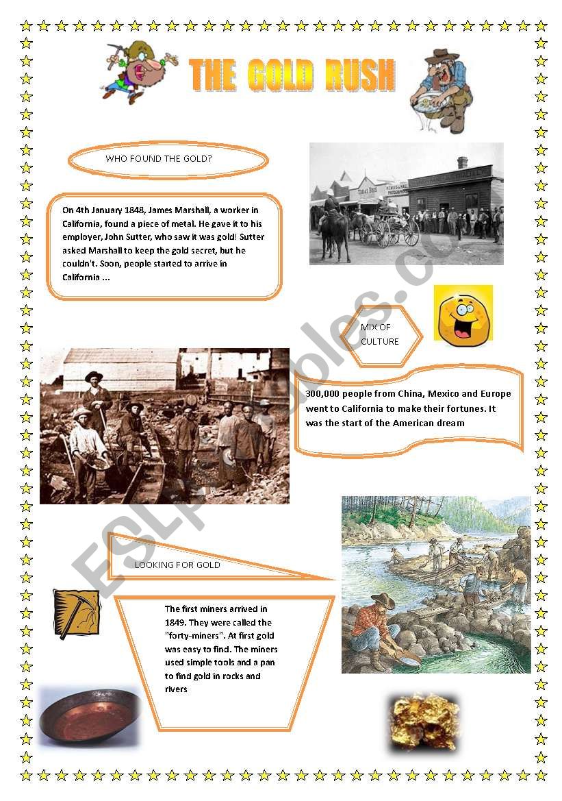 The Gold Rush. Part I worksheet