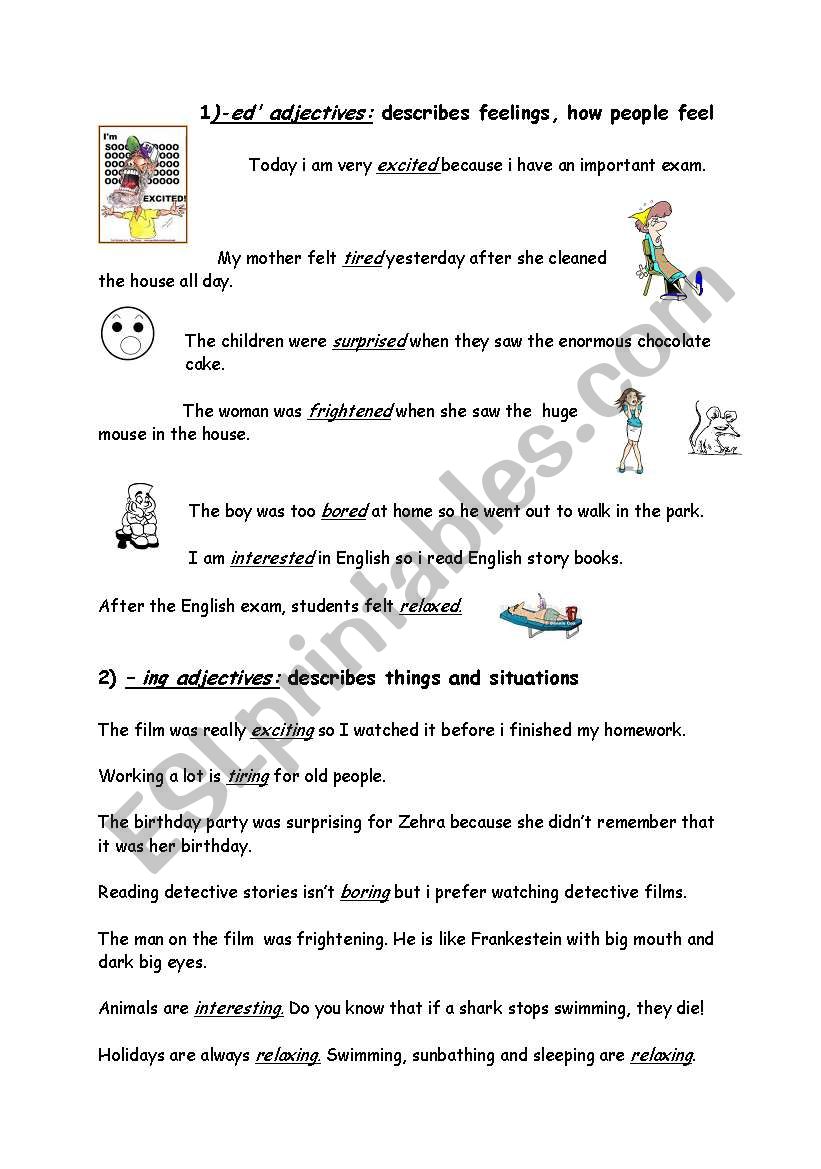 -ed; -ing adjectives worksheet