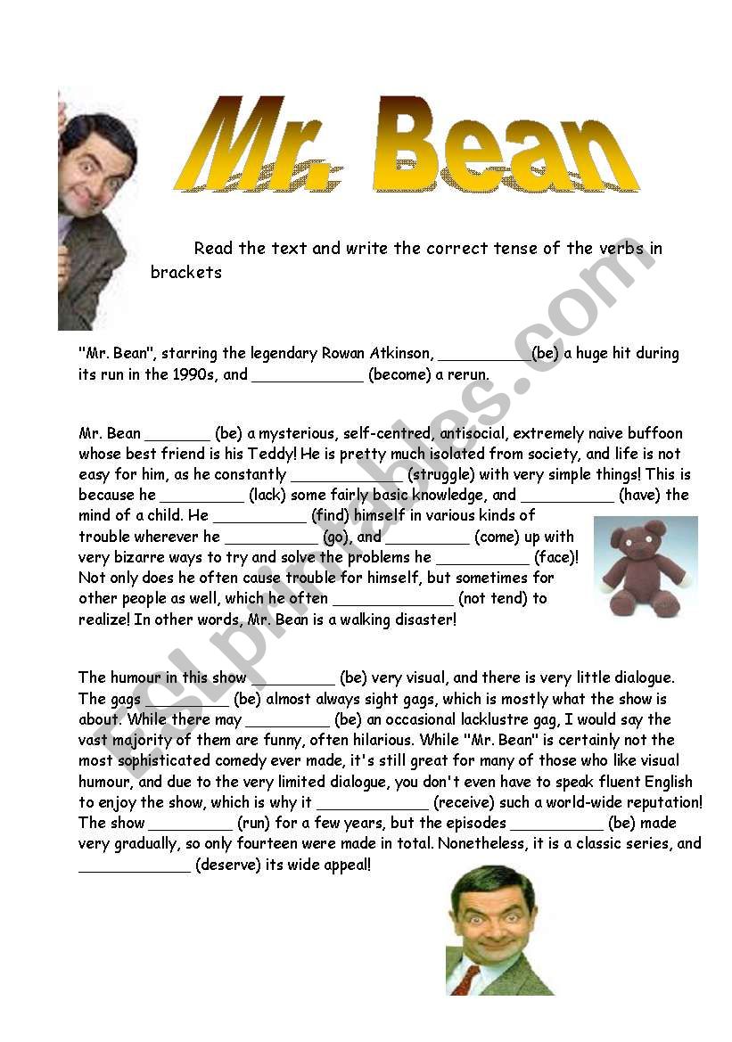 Mr Bean - the show worksheet