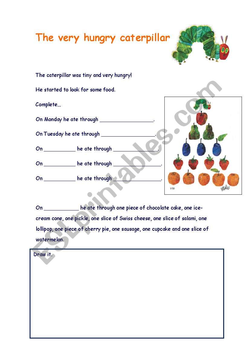 The very hungry caterpillar worksheet